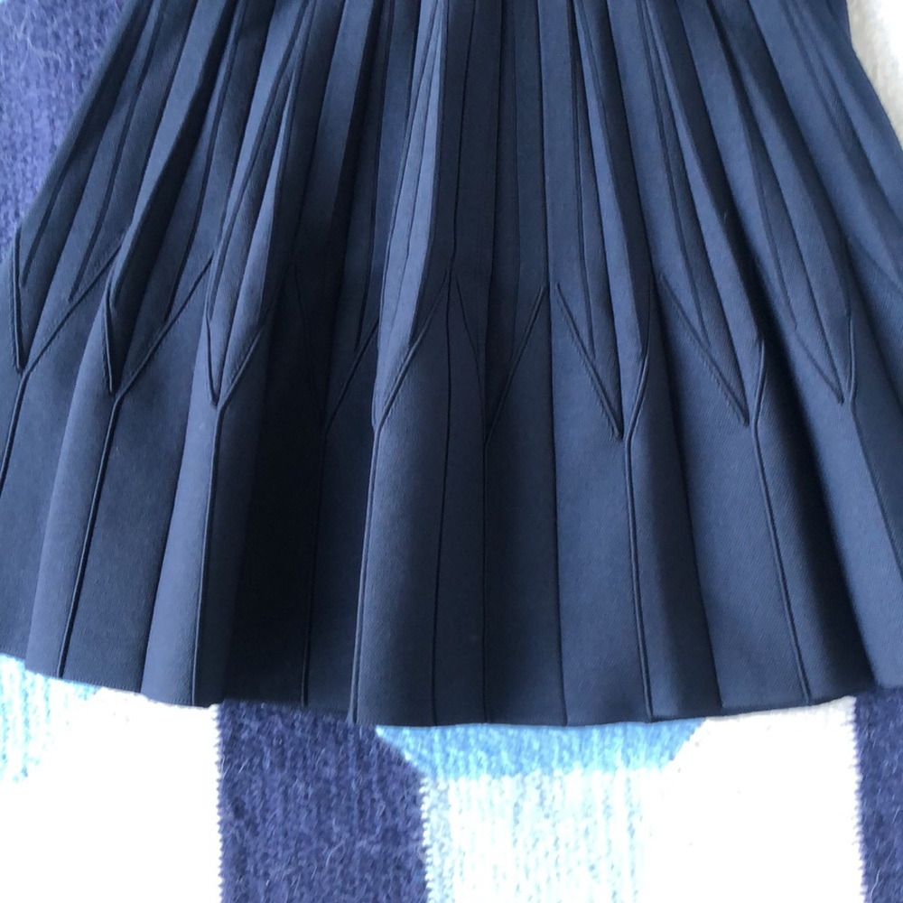 Sandro Navy Pleated Midi Dress - Picture 5 of 9